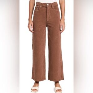 DL1961 Anthropologie Hepburn Wide Leg High Rise Brown Corduroy Jeans US34 Denim